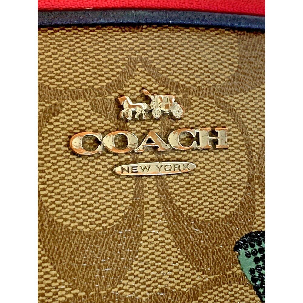 COACH Court Crossbody C5682 Signature Canvas  Vintage Rose Print Purse *READ* - Picture 4 of 16